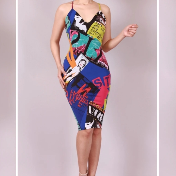 Fashion Nova Dresses & Skirts - Fashion Nova Graphic bodycon dress Medium